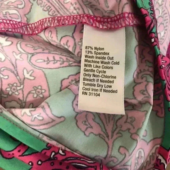 Crown & Ivy Size Small Pink And Green Paisley Sheath Dress Stretch V-Neck - Picture 5 of 5